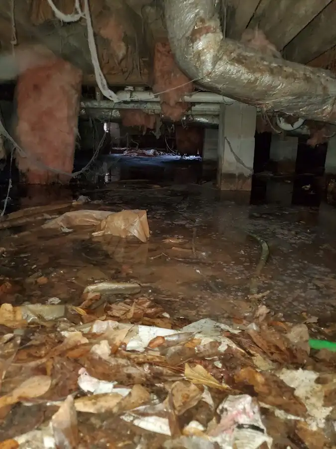 Crawl space flood assessment for Commercial Water Damage Restoration in Clinton